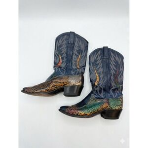 Dan Post Boots Womens Multi-Color Size 9M Tegu Exotic Snake Skin Cowboy USA Made
